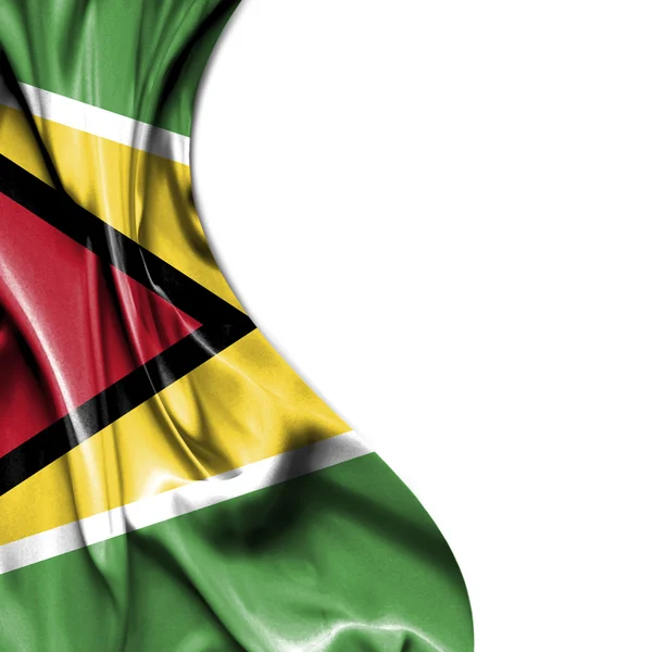 Guyana sventola bandiera di raso isolato su sfondo bianco — Foto Stock