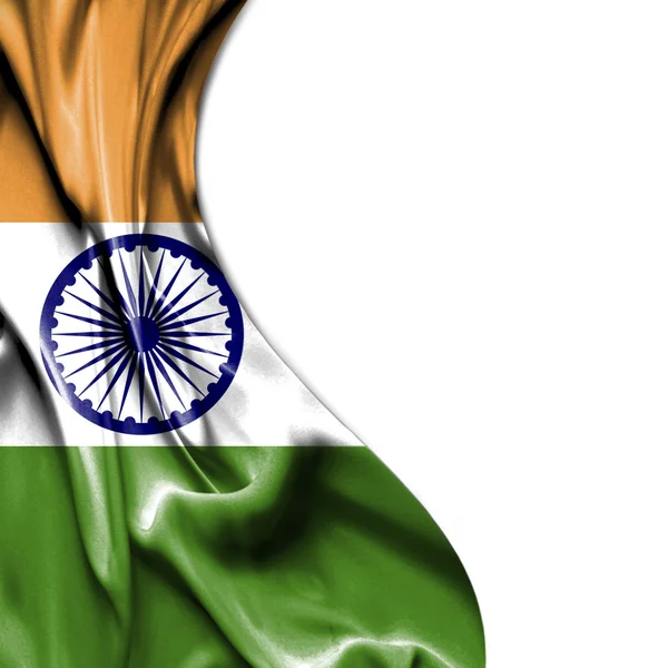 India waving satin flag isolated on white background — Stock Photo, Image