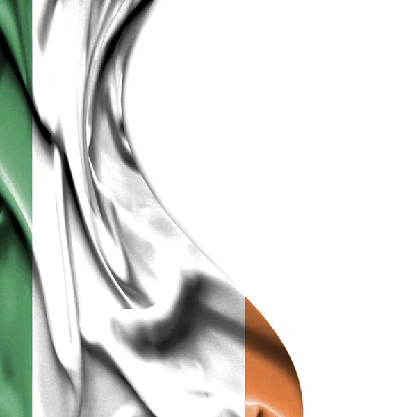 Irlande agitant drapeau satin isolé sur fond blanc — Photo