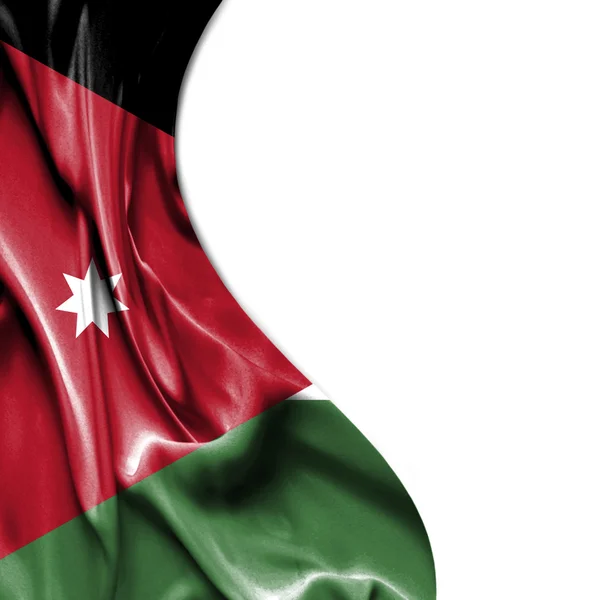 Beyaz arka plan üzerinde izole saten bayrak sallayarak Jordan — Stok fotoğraf