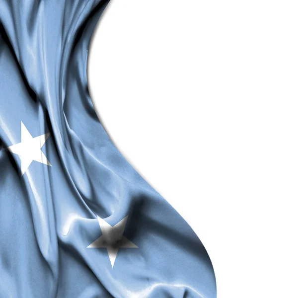 Micronesia waving satin flag isolated on white background — Stock Photo, Image