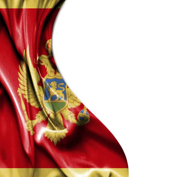 Černá Hora, mává satén vlajky izolovaných na bílém pozadí — Stock fotografie