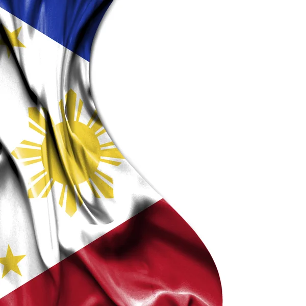 白い背景に分離されたサテンの旗を振ってフィリピン — ストック写真