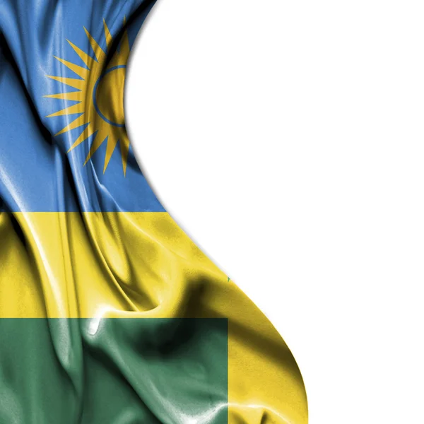 Ruanda sventola bandiera di raso isolato su sfondo bianco — Foto Stock