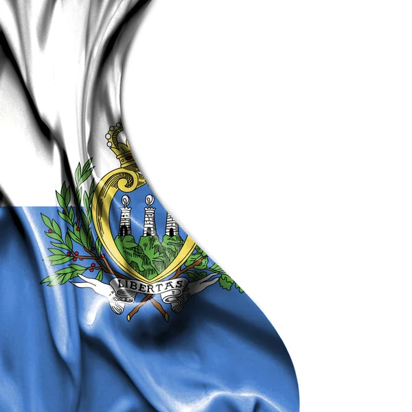 San Marino sventola bandiera di raso isolata su sfondo bianco — Foto Stock