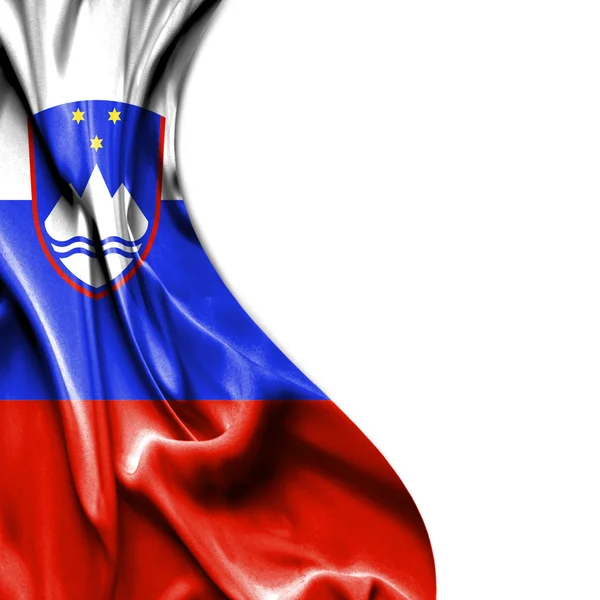 Slovenia waving satin flag isolated on white background — Stock Photo, Image