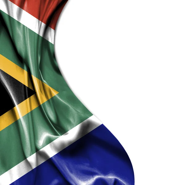 South Africa waving satin flag isolated on white background — Stock Photo, Image