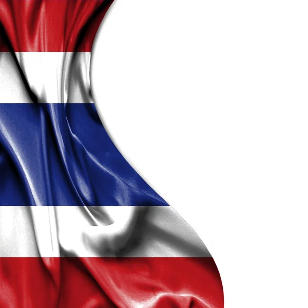 Thailand zwaaien satijn vlag geïsoleerd op witte achtergrond — Stockfoto