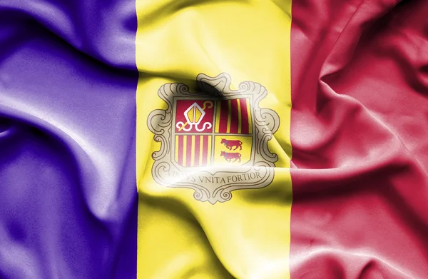 Andorra vlající vlajka — Stock fotografie