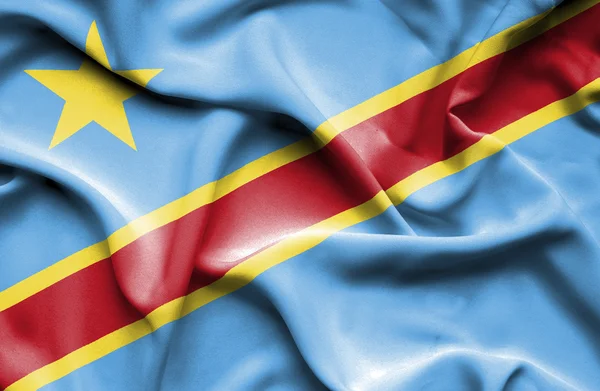 Congo República Democrática ondeando bandera —  Fotos de Stock