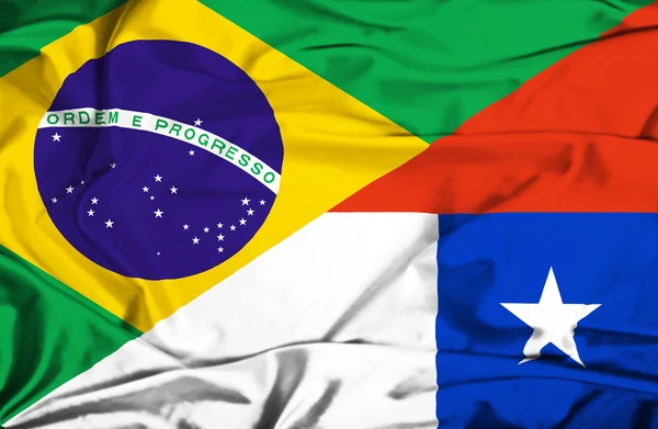 Flagge von Chile und Brasilien schwenken — Stockfoto