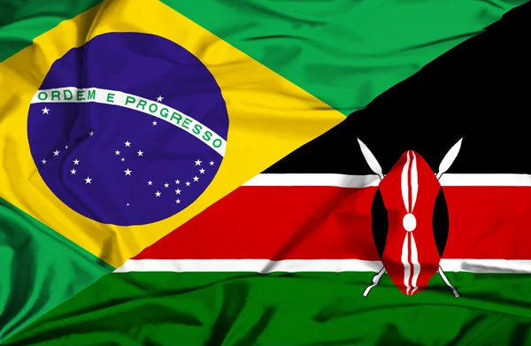 Kenya och Brasilien viftande flagga — Stockfoto