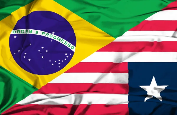 ธงของไลบีเรียและบราซิล — ภาพถ่ายสต็อก