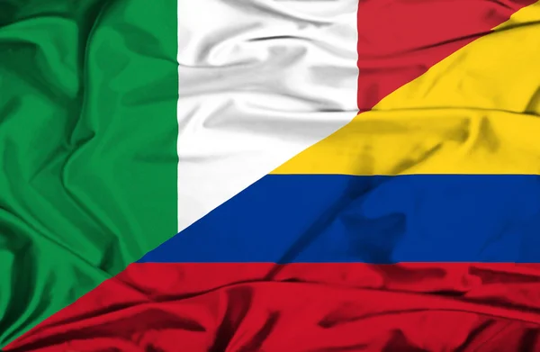 Bandeira acenando de Columbia e Itália — Fotografia de Stock