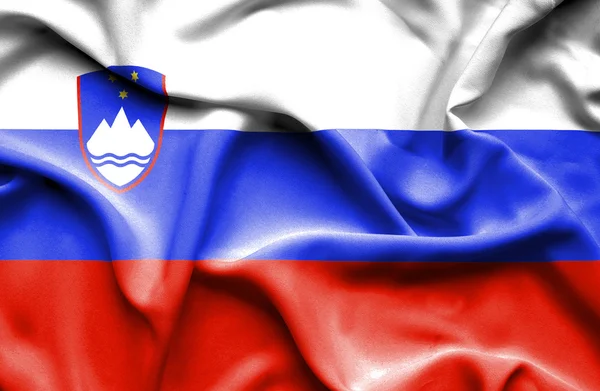 Slovenya dalgalanan bayrak — Stok fotoğraf