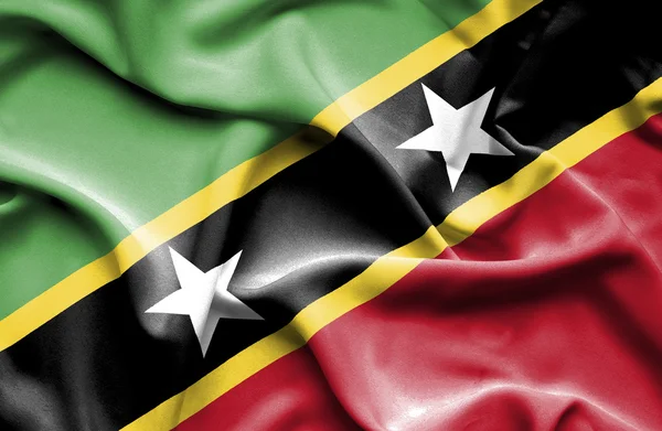 St Kitts és Nevis integetett zászló — Stock Fotó