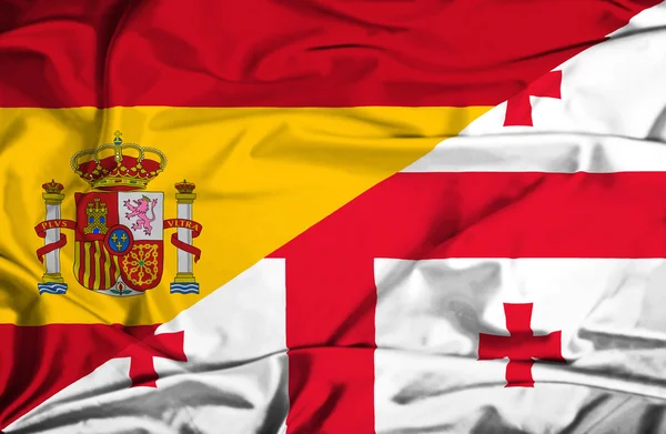 Sventolando bandiera di Georgia e Spagna — Foto Stock