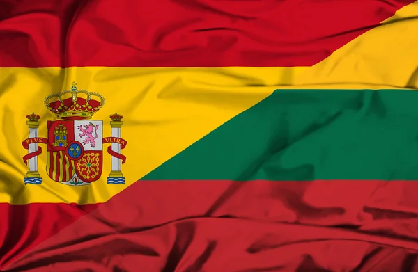 Macha flagą Litwy, Hiszpania — Zdjęcie stockowe