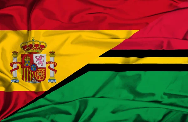 Flagge von Vanuatu und Spanien schwenkend — Stockfoto