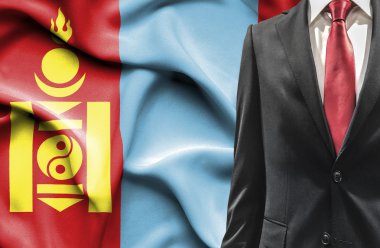 Moğolistan gelen takım elbiseli adam