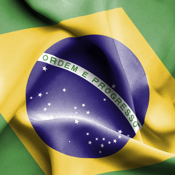 Brasil acenando bandeira — Fotografia de Stock