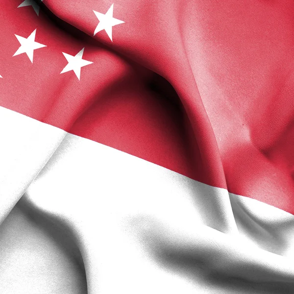 Singapoore σημαία κυματίζει — Φωτογραφία Αρχείου