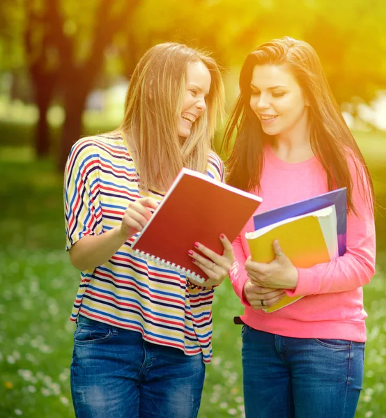 Szczęśliwy studentów w lato park — Zdjęcie stockowe