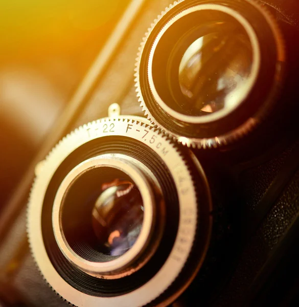 Een retro camera lens macro geschoten met ondiepe dof — Stockfoto