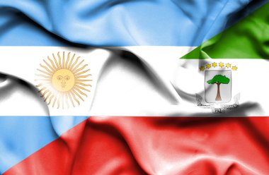 Ekvator Giuinea ve Arjantin bayrağı sallayarak