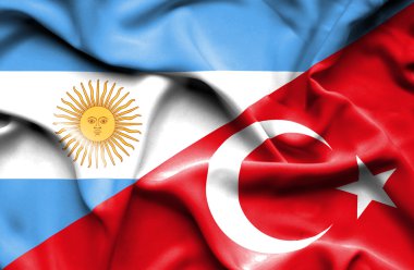 Türkiye ve Arjantin bayrağı sallayarak