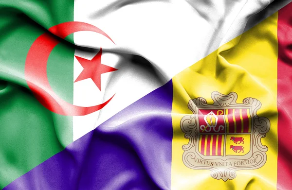 Drapeau ondulé d'Andorre et d'Algérie — Photo