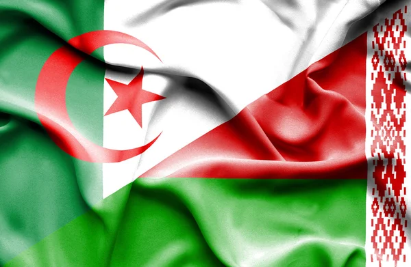 Wapperende vlag van Wit-Rusland en Algerije — Stockfoto