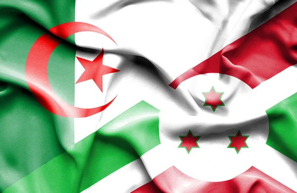 Wapperende vlag van Burundi en Algerije — Stockfoto