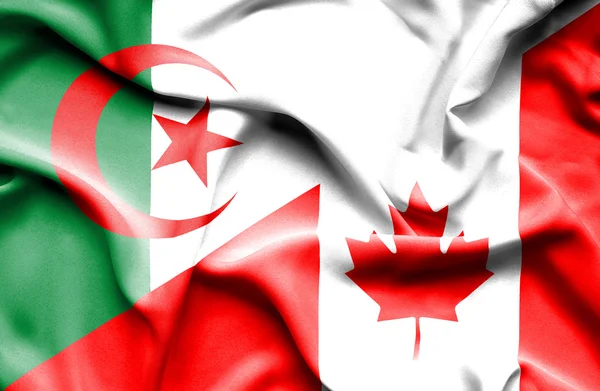 Waving flag of Canada and Algeria — Stock Photo, Image