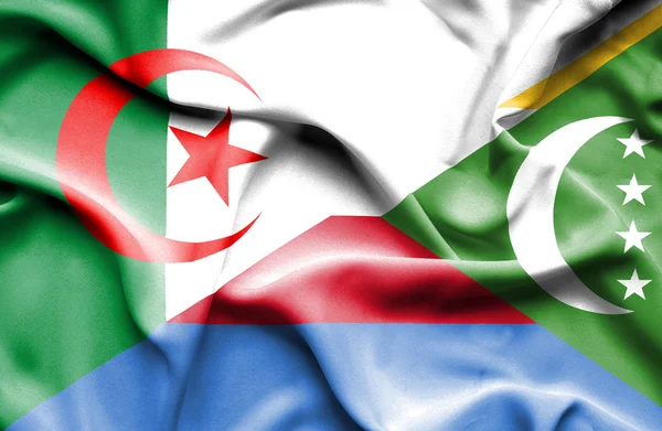 Machać flaga Komorów i Algierii — Zdjęcie stockowe