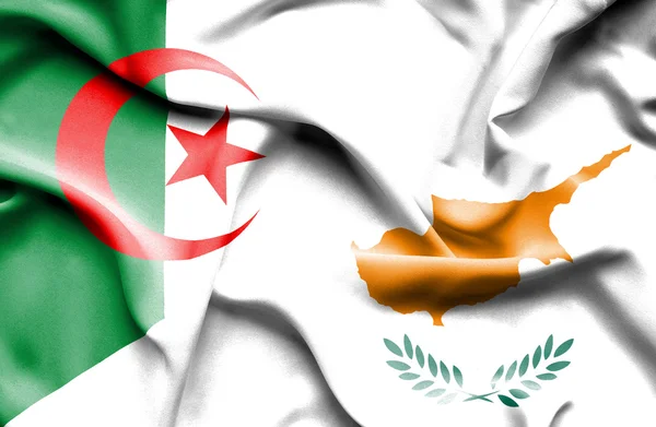 Waving flag of Cyprus and Algeria — Stock Photo, Image