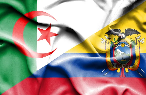 Machać flaga Ekwadoru i Algierii — Zdjęcie stockowe