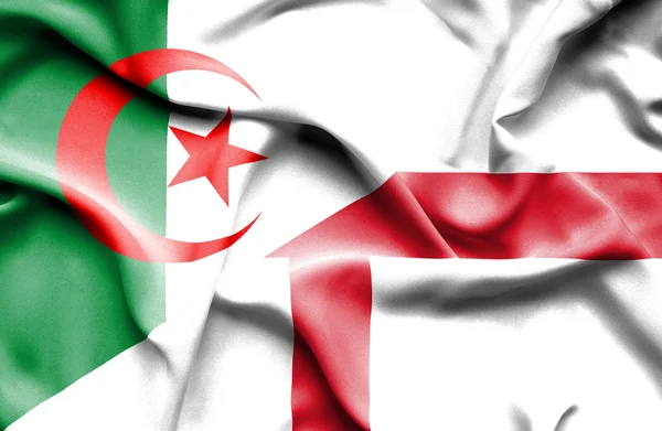 Waving flag of England and Algeria — Stock Photo, Image