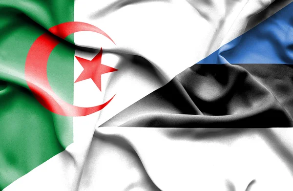 爱沙尼亚和阿尔及利亚那飘扬的旗帜 — 图库照片