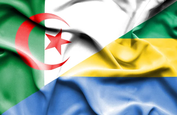 Wapperende vlag van Gabon en Algerije — Stockfoto