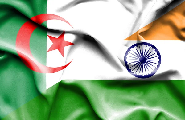 Waving flag of India and Algeria — Stock Photo, Image