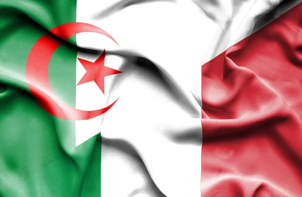 Waving flag of Italy and Algeria — Stock Photo, Image