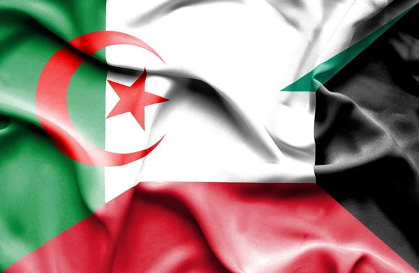 Waving flag of Kuwait and Algeria — Stock Photo, Image