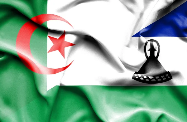 Bandera ondeante de Lesotho y Argelia — Foto de Stock