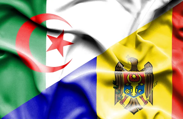Machać flaga Mołdawii i Algierii — Zdjęcie stockowe