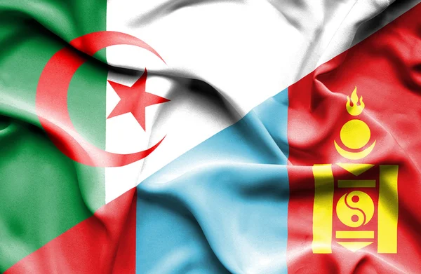 Machać flaga Mongolii i Algierii — Zdjęcie stockowe