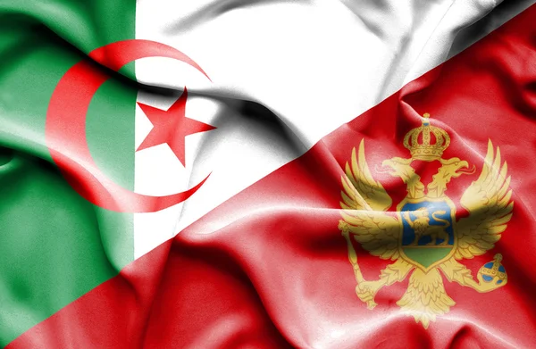 Machać flaga Czarnogóry i Algierii — Zdjęcie stockowe
