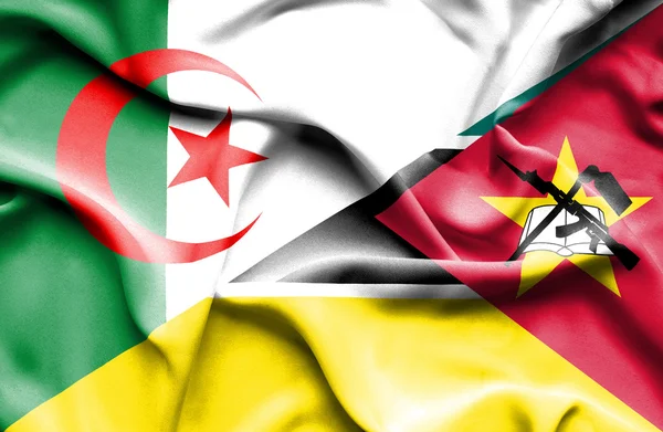 Waving flag of Mozambique and Algeria — Stock Photo, Image