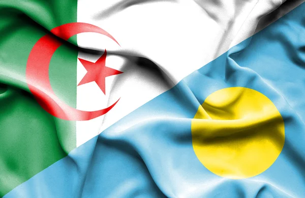 Wapperende vlag van Palau en Algerije — Stockfoto