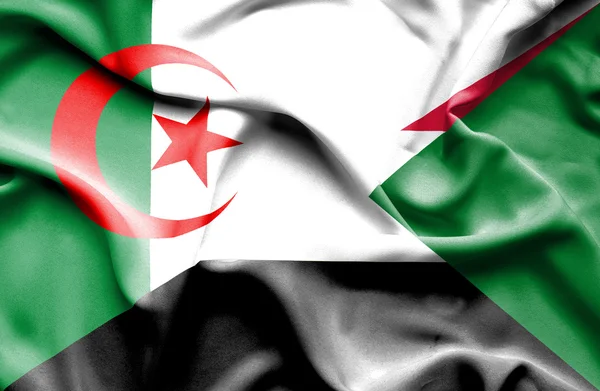 Mávání vlajkou Súdánu a Alžírsko — Stock fotografie